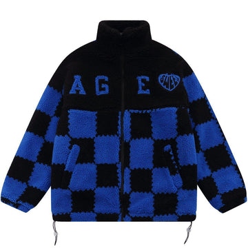 Makersluxe® - Embroidered Letters Lattice Sherpa Winter Coat