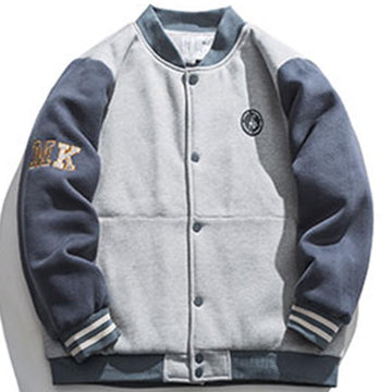 Makersluxe® - Embroidered Letters Patchwork Winter Coat