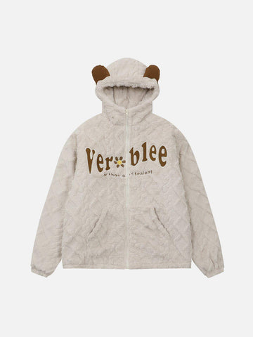 Makersluxe® - Embroidered Letters Sherpa Coat