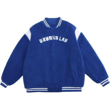 Makersluxe® - Embroidered Letters Sherpa Winter Coat