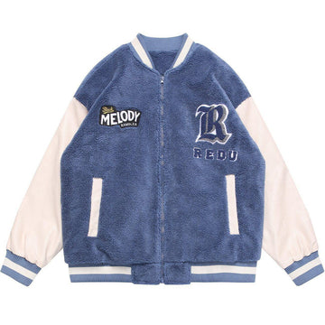 Makersluxe® - Embroidered Letters Sherpa Winter Coat