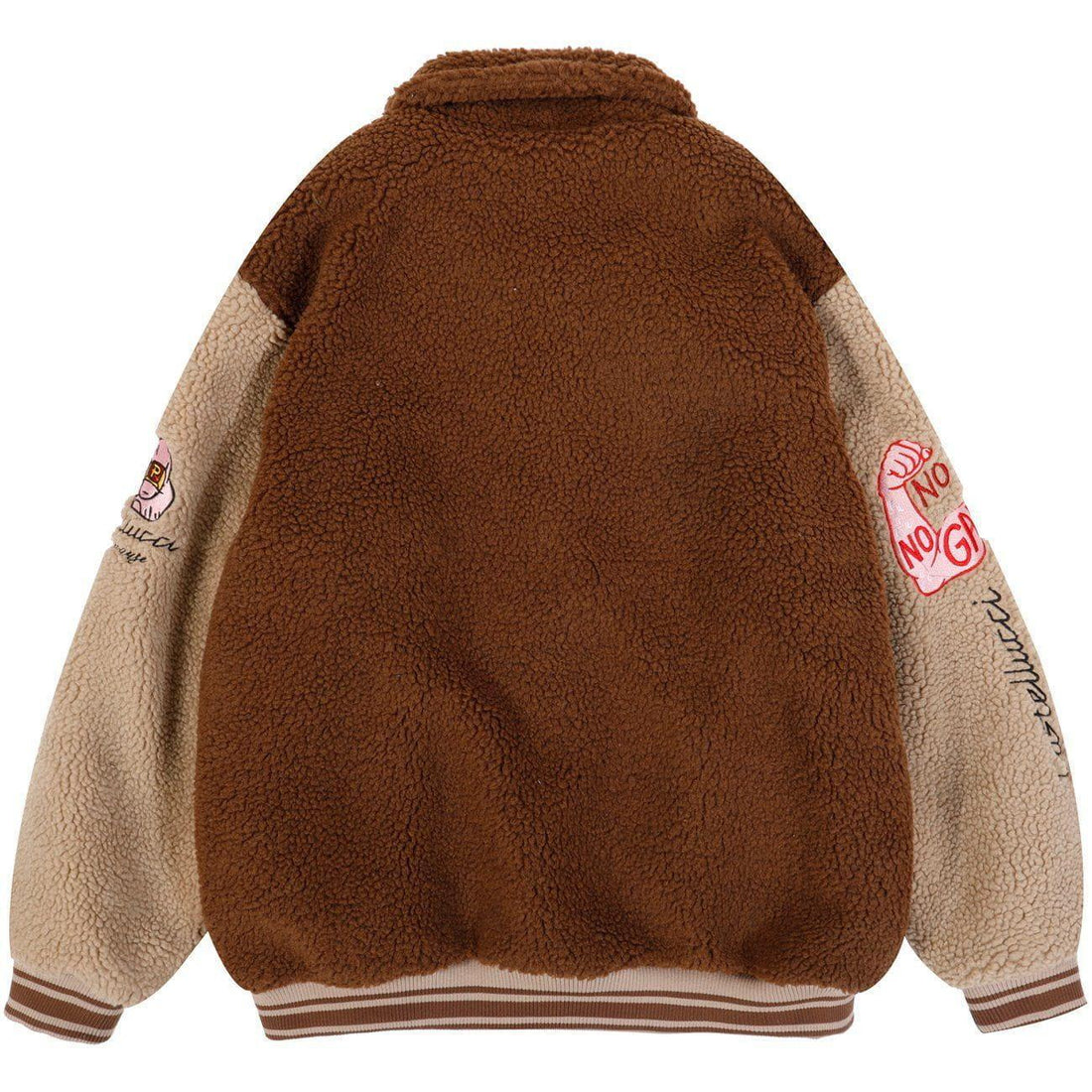 Makersluxe® - Embroidered Letters Sherpa Winter Coat