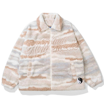 Makersluxe® - Embroidered Letters Sherpa Winter Coat