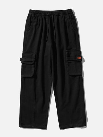 Sneakerland® - Embroidered Patch Multi-Pocket Cargo Pants