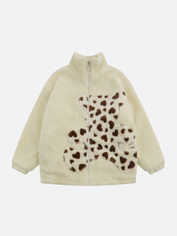 Makersluxe® - Embroidered Plush Bear Sherpa Coat