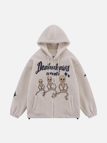 Makersluxe® - Embroidered Skull Sherpa Coat