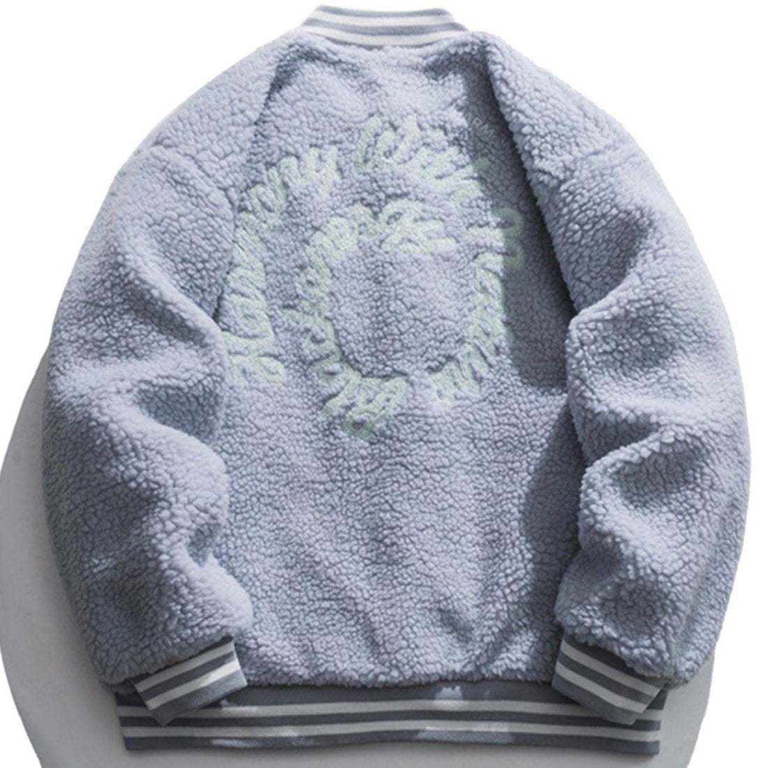 Makersluxe® - Embroidered Solid Color Sherpa Winter Coat