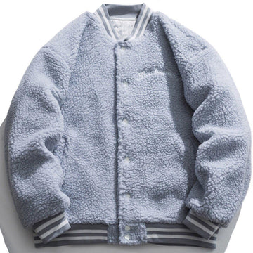 Makersluxe® - Embroidered Solid Color Sherpa Winter Coat