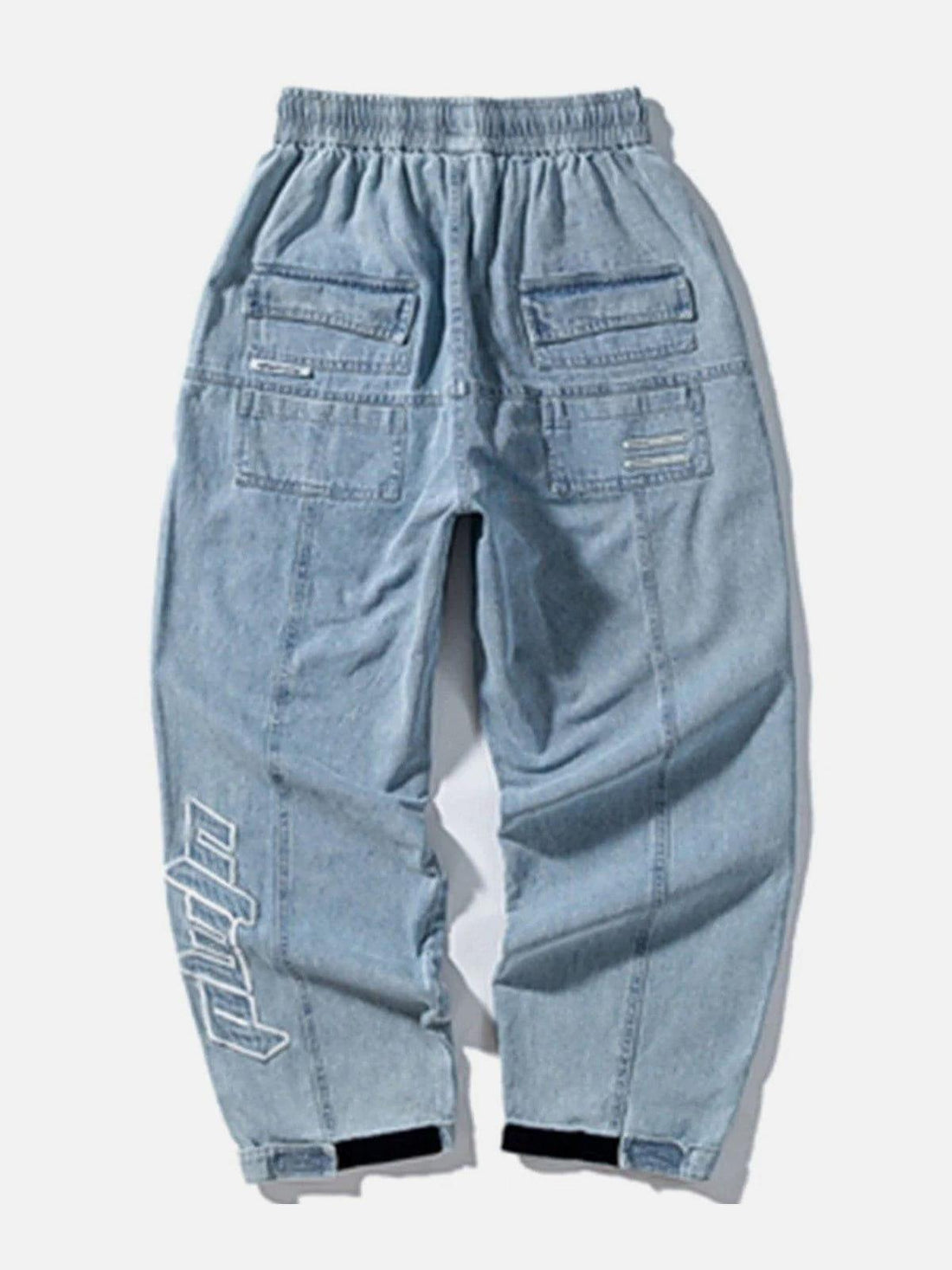 Makersluxe® - Embroidered Washed Straight-leg Jeans