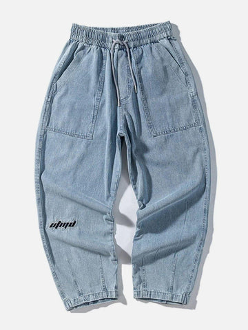 Makersluxe® - Embroidered Washed Straight-leg Jeans