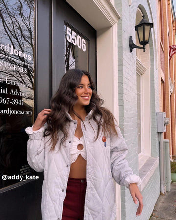 Makersluxe® - Embroidery Around Letters Puffer Jacket