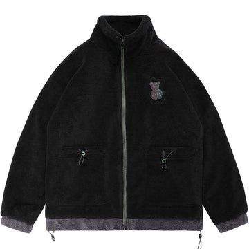 Makersluxe® - Embroidery Bear Letter Sherpa Winter Coat