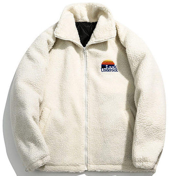 Makersluxe® - Embroidery Letter Sherpa Winter Coat