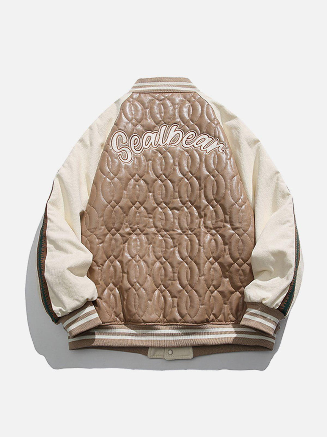 Makersluxe® - Embroidery Patchwork PU Winter Coat