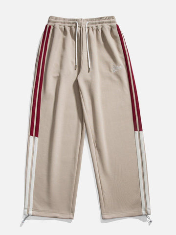 Makersluxe® - Embroidery Stripe Patchwork Sweatpants