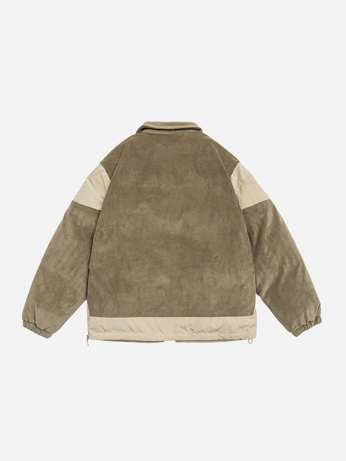 Makersluxe® - Fake Two Piece Corduroy Patchwork Winter Coat