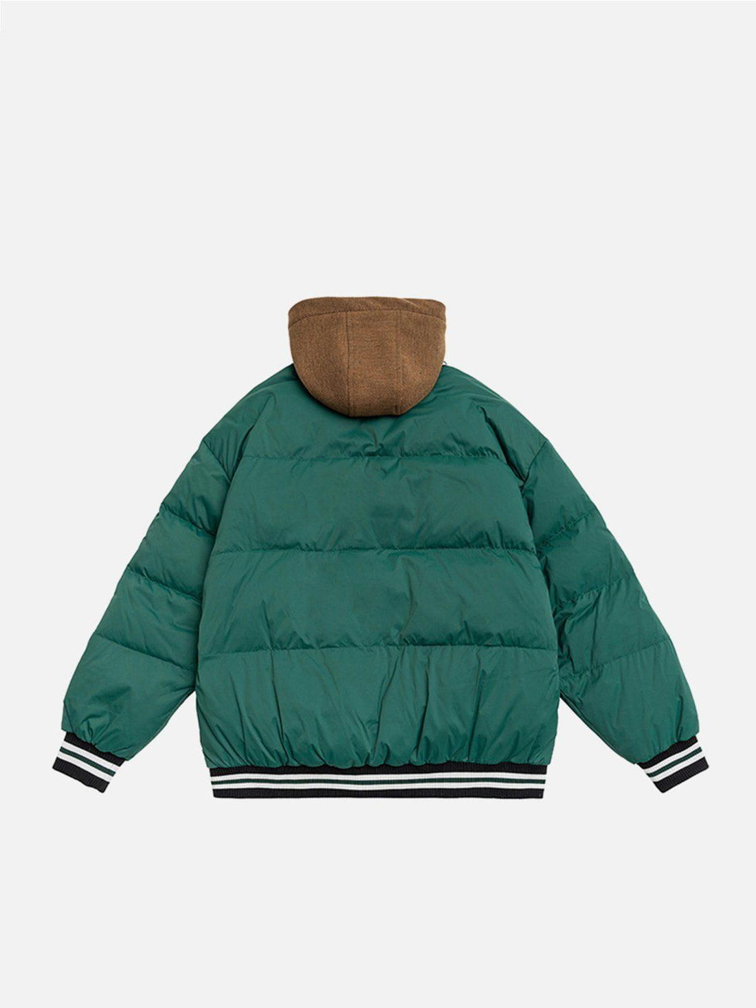 Makersluxe® - Fake Two Piece Embroidered Letters Winter Coat