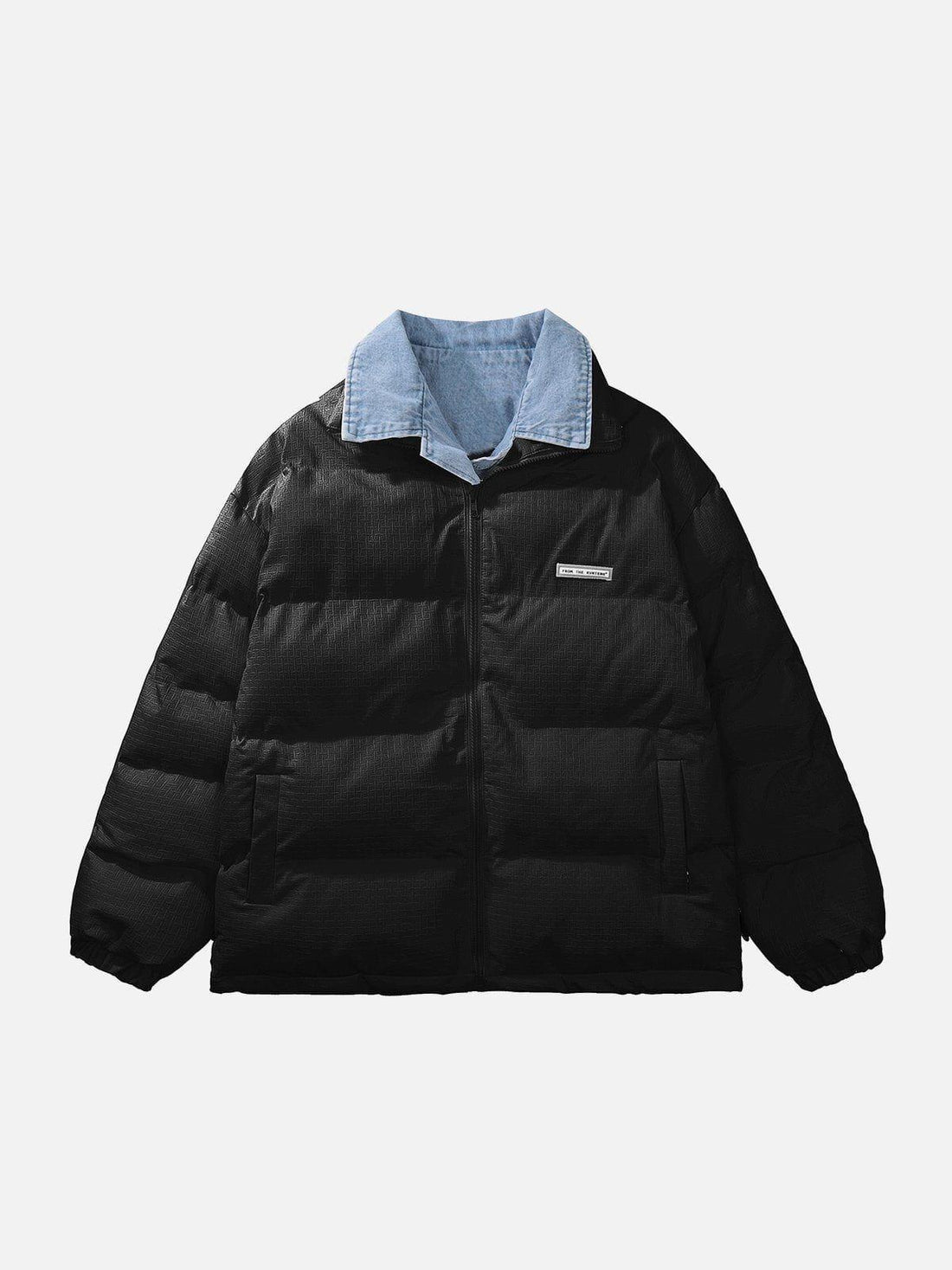 Makersluxe® - Fake Two Polo Collar Winter Coat