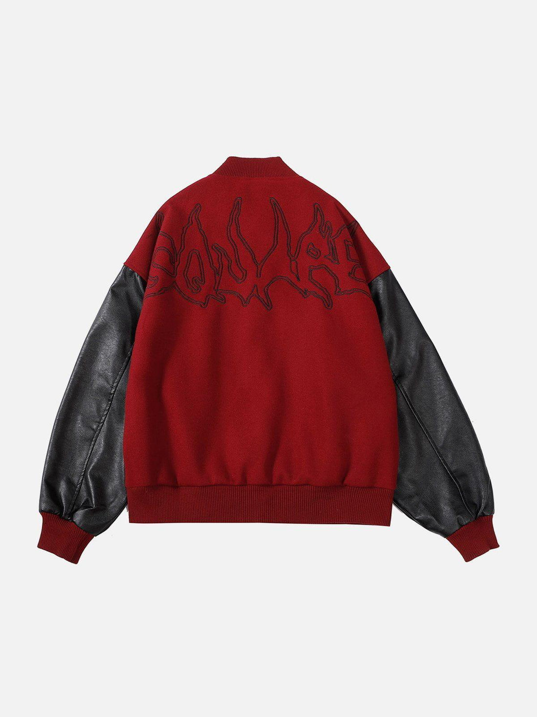 Makersluxe® - Flame Embroidery Patchwork PU Jacket