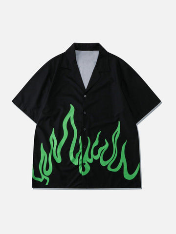 Makersluxe® - Flame Print Short Sleeve Shirt