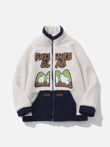 Makersluxe® - Flocked Cute Sheep Sherpa Winter Coat
