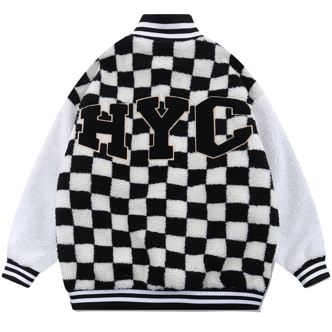 Makersluxe® - Flocking Letters Checkerboard Sherpa Winter Coat
