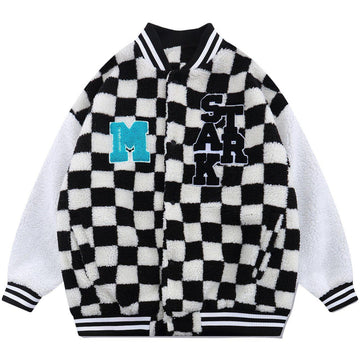 Makersluxe® - Flocking Letters Checkerboard Sherpa Winter Coat