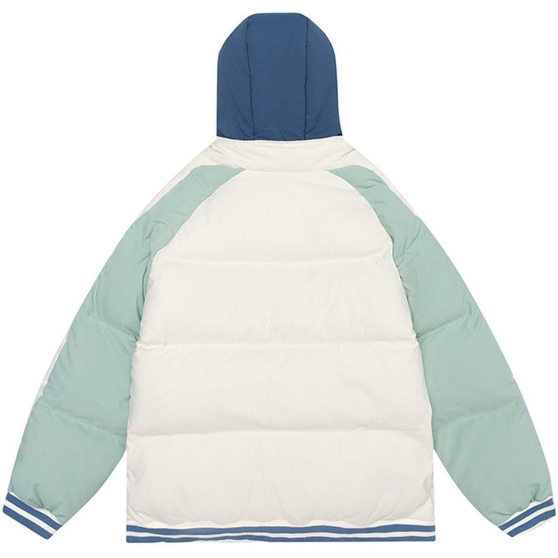 Makersluxe® - Flocking Letters Patchwork Hooded Winter Coat