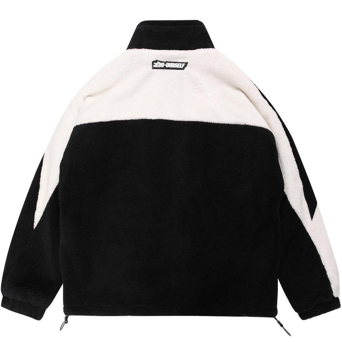 Makersluxe® - Flocking Letters Patchwork Sherpa Winter Coat
