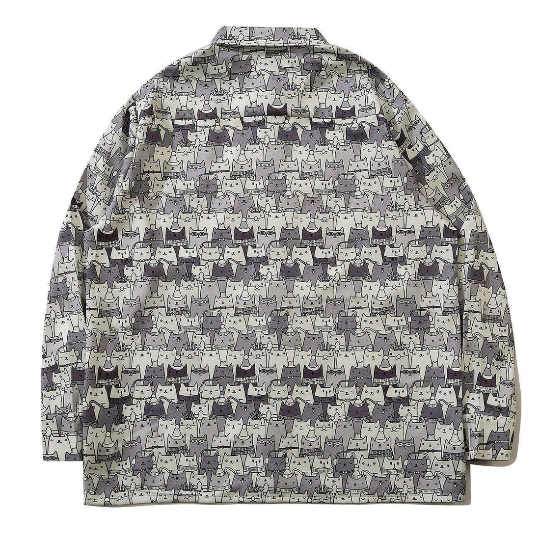 Makersluxe® - Full Cartoon Cat Print Long-sleeved Shirt