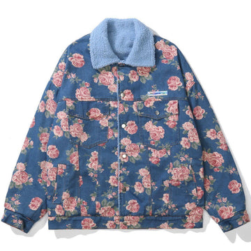 Makersluxe® - Full Flower Print Winter Coat