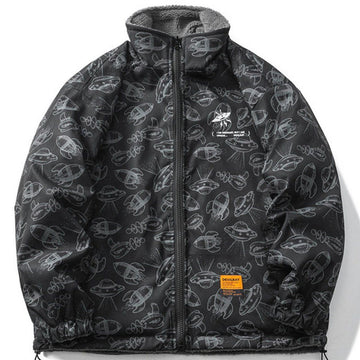 Makersluxe® - Full UFO Print Double-sided Winter Coat