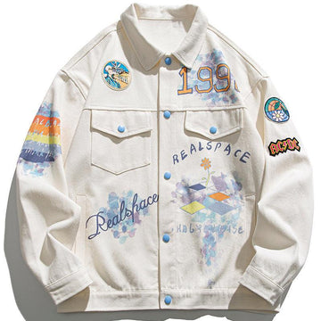 Makersluxe® - Funny Denim Jacket Colorful Graffiti