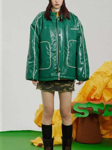 Makersluxe® - Glossy PU Winter Coat