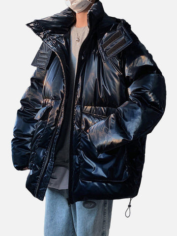 Makersluxe® - Glossy Removable Sleeves Winter Coat