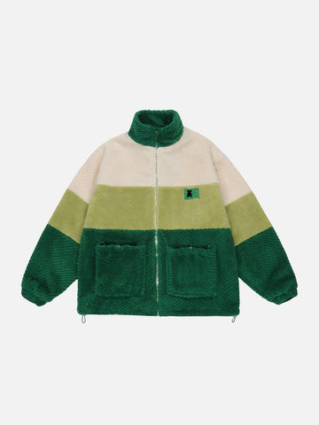 Makersluxe® - Gradient Panel Sherpa Winter Coat