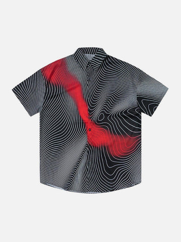 Makersluxe® - Gradient Psychedelic Line Short Sleeve Shirt