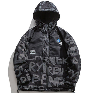 Makersluxe® - Graffiti Letters Hooded Winter Coat
