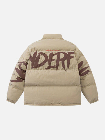 Makersluxe® - Hand Drawn Letter Print Winter Coat