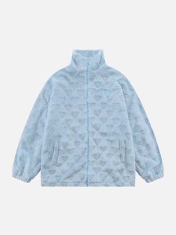 Makersluxe® - Heart Pattern Plush Winter Coat