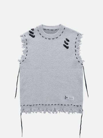 Makersluxe® - Hole Raw Edge Sweater Vest