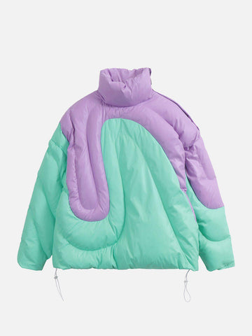 Makersluxe® - Irregular Splicing Contrast Winter Coat