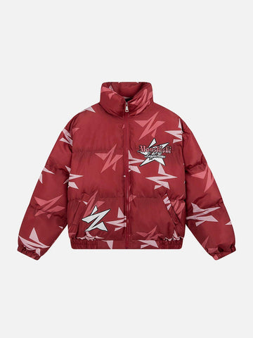Makersluxe® - Irregular Stars Print Winter Coat
