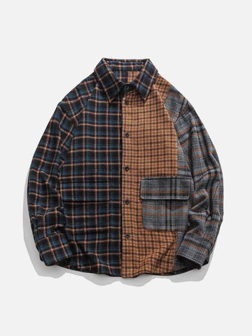 Makersluxe® - Lattice Patchwork Long-Sleeved Shirt