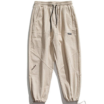 Makersluxe® - Letter Embroidered Check Sweatpants