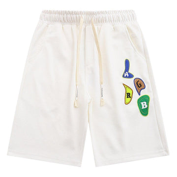 Makersluxe® - Letter Embroidery Solid Color Shorts