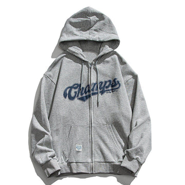 Makersluxe® - Letter Print Zipper Hoodie