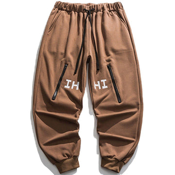 Makersluxe® - Letter Printed Zipper Design Sweatpants