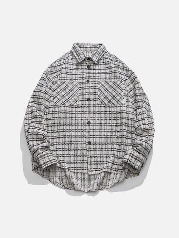 Makersluxe® - Letter Printing Reticulation Long Sleeve Shirts