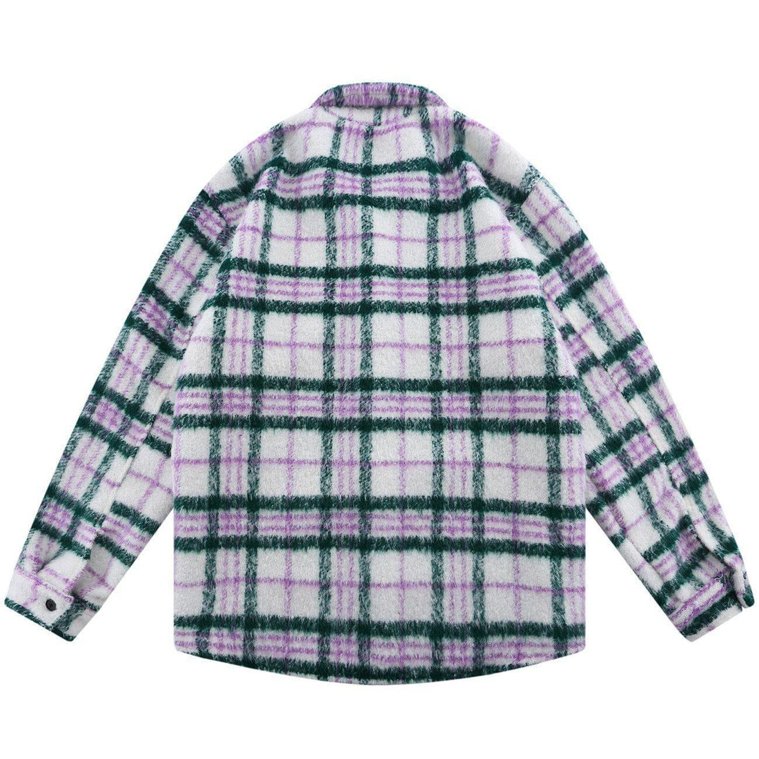 Makersluxe® - Letter Towel Embroidery Lattice Long-sleeved Shirt